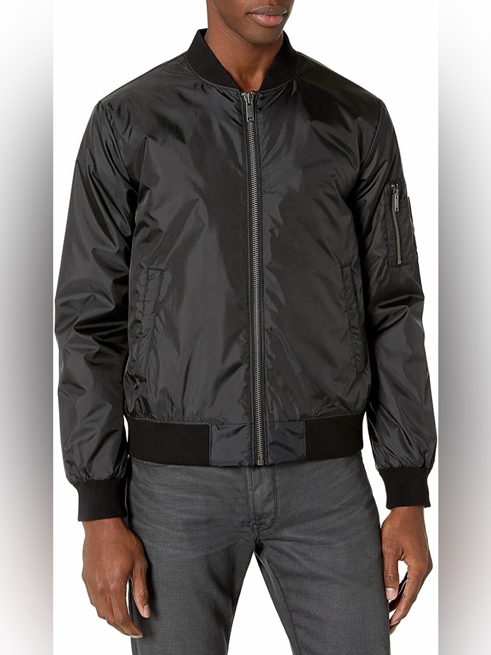 John Varvatos Star USA Billie Bomber Jacket Black Men’s XL‎ Modern Rock Luxe Zip